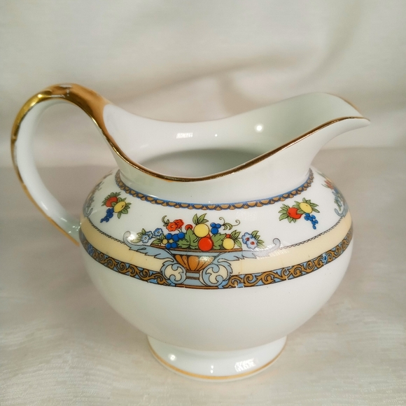 Antique Royal Bayreuth Bavaria China Creamer White multi-color fruits decor - Picture 1 of 7